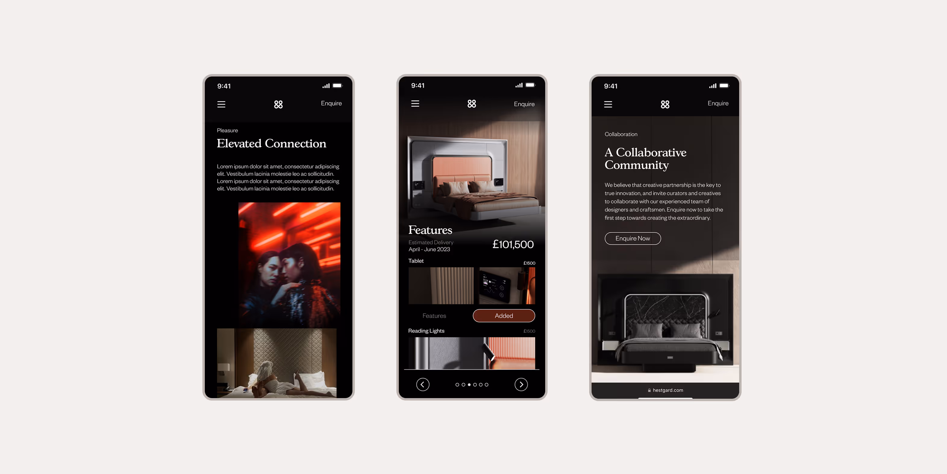 A collection of phones showcasing brand's website design