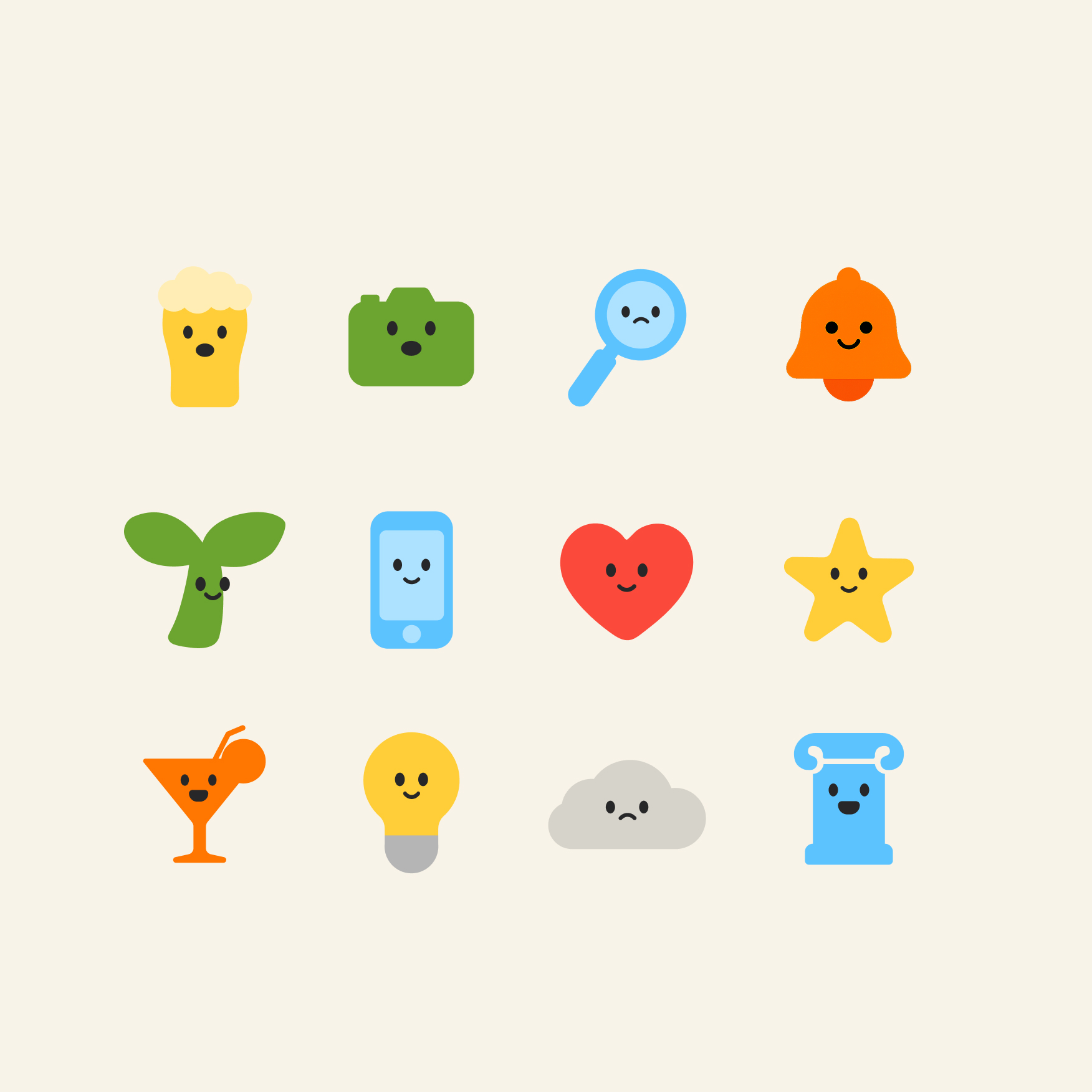 Spotable icon set featuring playful, friendly accessibility and venue icons